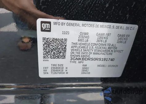 2024 Chevrolet Blazer Fwd 3Lt from USA, damaged, VIN 3GNKBDRS0RS191740